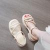 One-word sandals women's 2025 new summer versatile skirt pearl platform beach shoes women