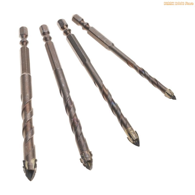 K1AE 6/8/10/12mm Eccentric Drill Bits Four Eccentric Twist Drill Bit Set High Hardness Bevel Tip Serrated Drill Bits