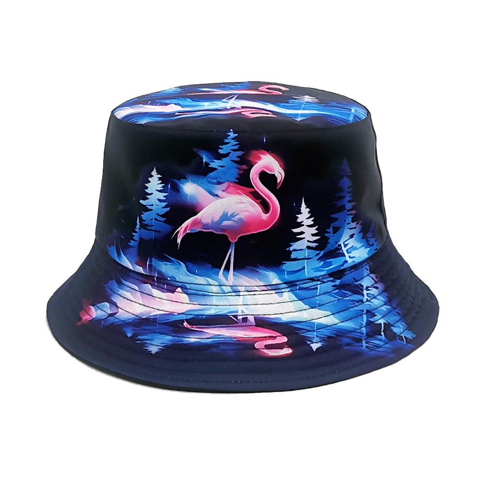 Flamingo Print Panama for Women Men Summer Outdoor Travel Beach Sunscreen Bucket Hats Reversible Fisherman Gorras Sun Production