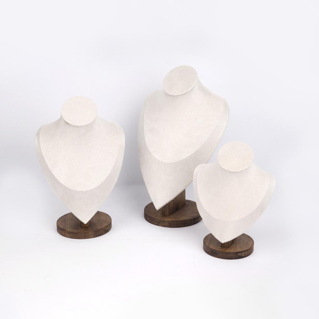 Walnut Color PU/Velvet Portrait Necklace Display Jewelry Display Stand Jewelry Mannequin Bust Necklace Pendant Window Display