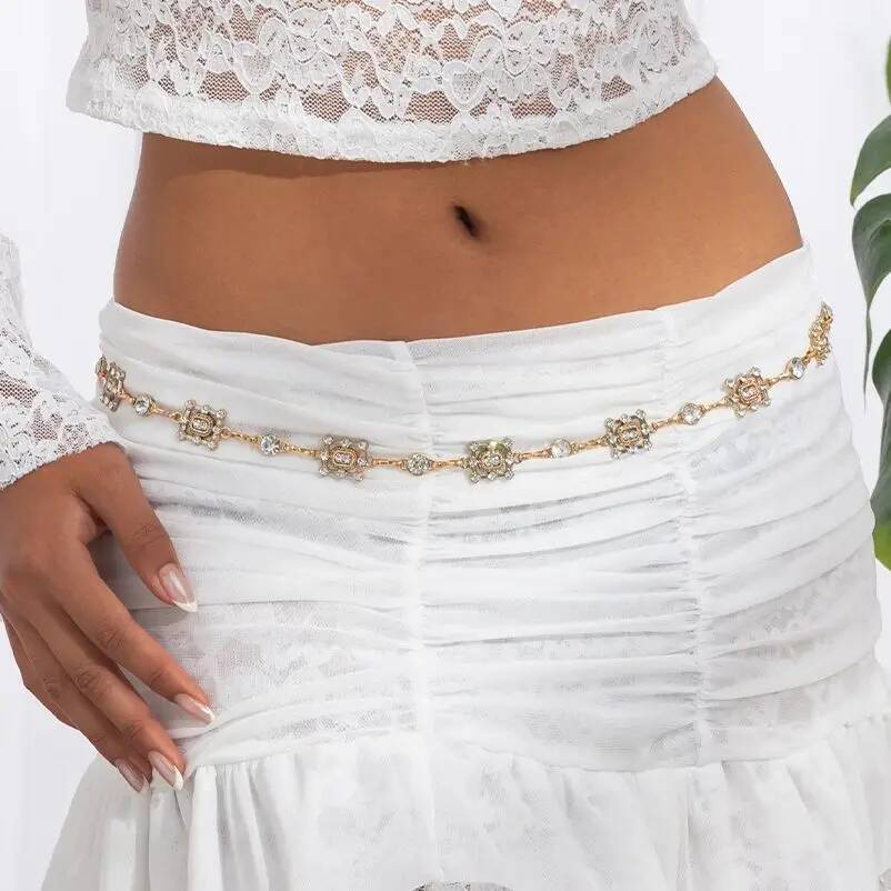 

Ingemark Luxury Full Rhinestone Waist Belly Belt Chain Women Summer Beach Bikinis Sexy Adjustable Wasitband Rave Body Jewelry