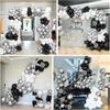 Ghirlanda di Palloncini Bianco Nero Arco di Palloncini Kit con Palloncini Argento Confetti Decorazione Festa di Laurea Compleanno Capodanno Festa in Casa