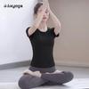 Women's Plus Size Black Yoga Set - High-End 2026 Short Sleeve Pilates Training Fitness Top
