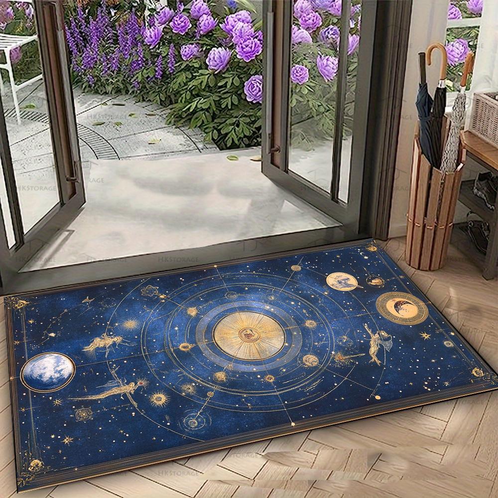 Starry Sky Moon Theme Door Mat Easy To Clean Outdoor Suitable for Home Such Doors Living Rooms Kitchens Bedrooms Decor Carpet