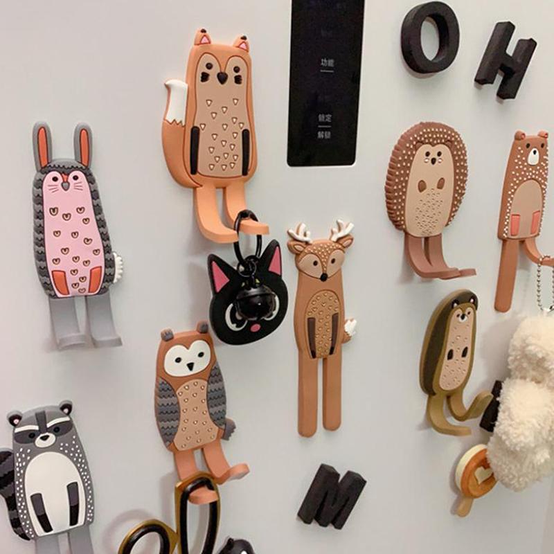 Roztomilé magnetické háčky Odnímatelná nálepka na lednici Magnet na vzkazy na lednici Věšák na kabáty Držák na klíče Úložný háček