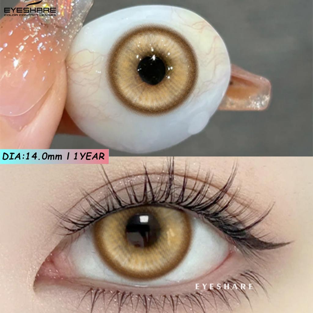 Eyeshare Lentes de contacto de colores nuevos para Halloween, lentes azules con pupila roja y rosa, lentes de belleza para cosplay de anime, lentes de maquillaje de colores, 1 par