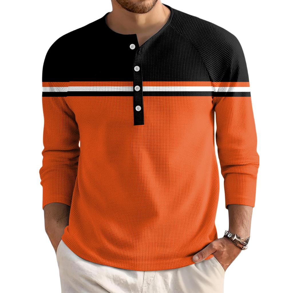 Men's Loose Casual Button Down Collar Long Sleeve Top