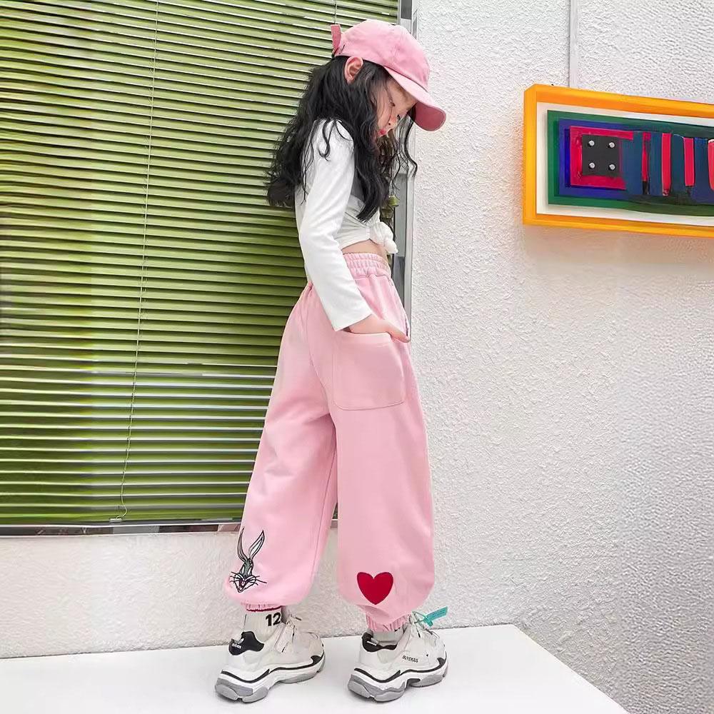 

Стильні дитячі штани на весну-осінь, вільного крою, повсякденні штани для дівчаток, великі, середні, дитячі 160cm рожевий