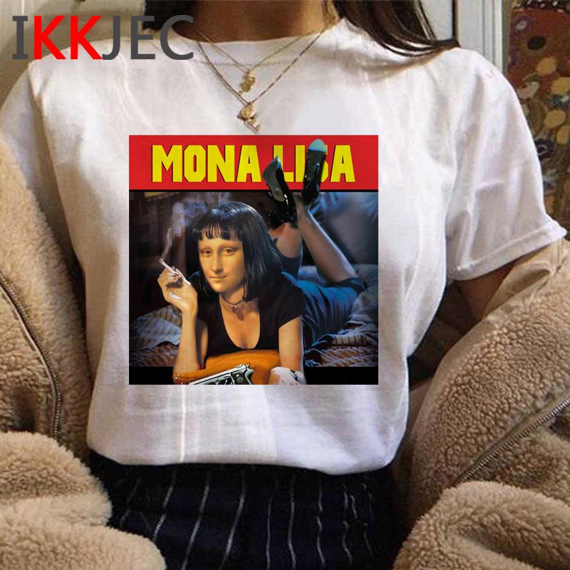 Vintage Aesthetic Mona Lisa Tshirt For Unisex Funny Cartoon Design Harajuku Graphic Fashion Ladies Streetwear Top