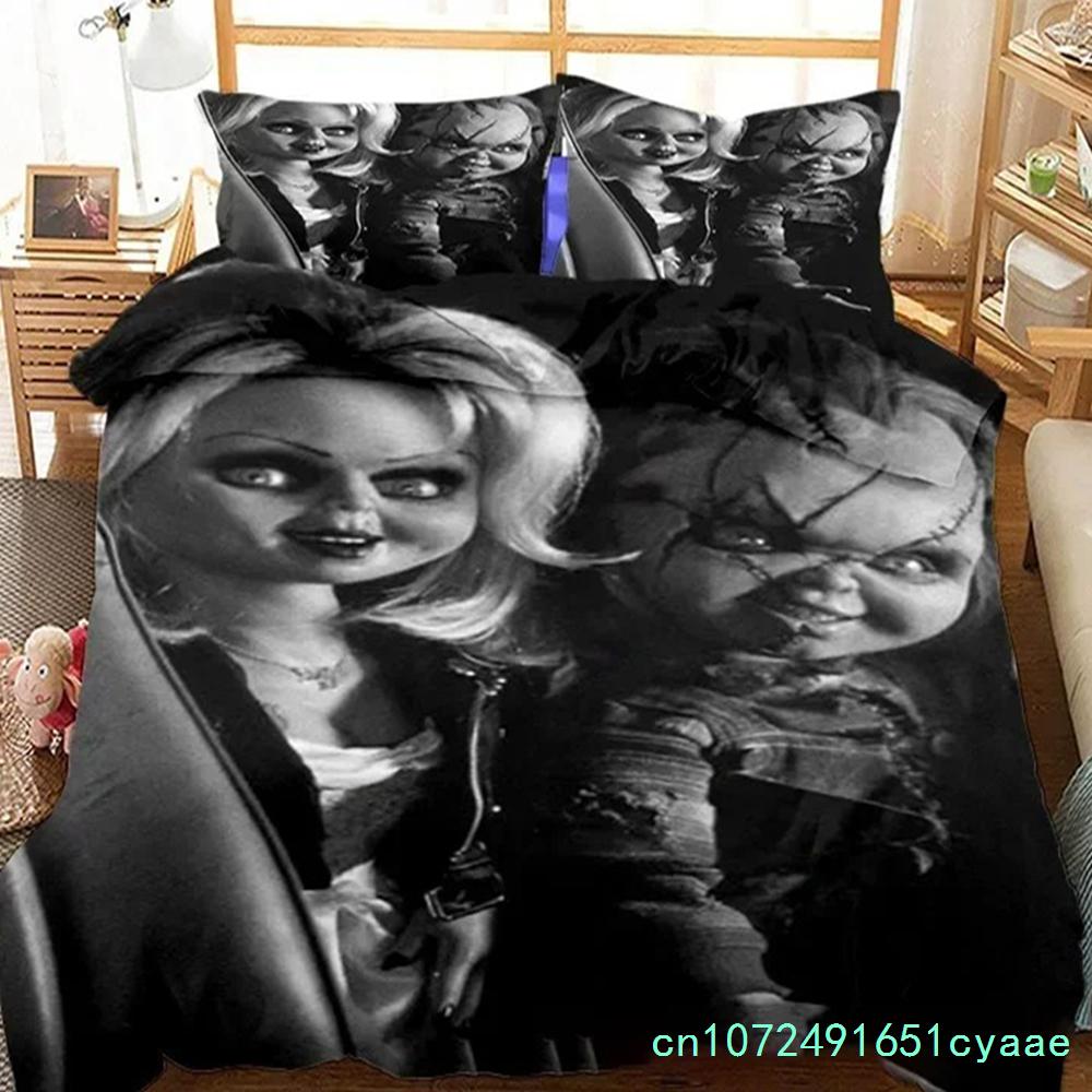 3D-Druck Horrorfilm Chucky Bettwäsche-Set Kissenbezug Bettbezug Doppel Einzel Voll Queen King Erwachsene Kinder Deckenbezug