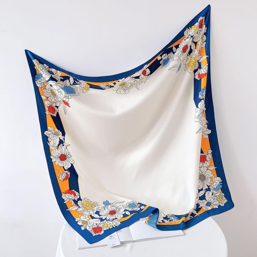 90CM Four Seasons Square Large Square Scarf Luxury Decorative Shirt Professional Headscarf Hairband Sunscreen Headscarf