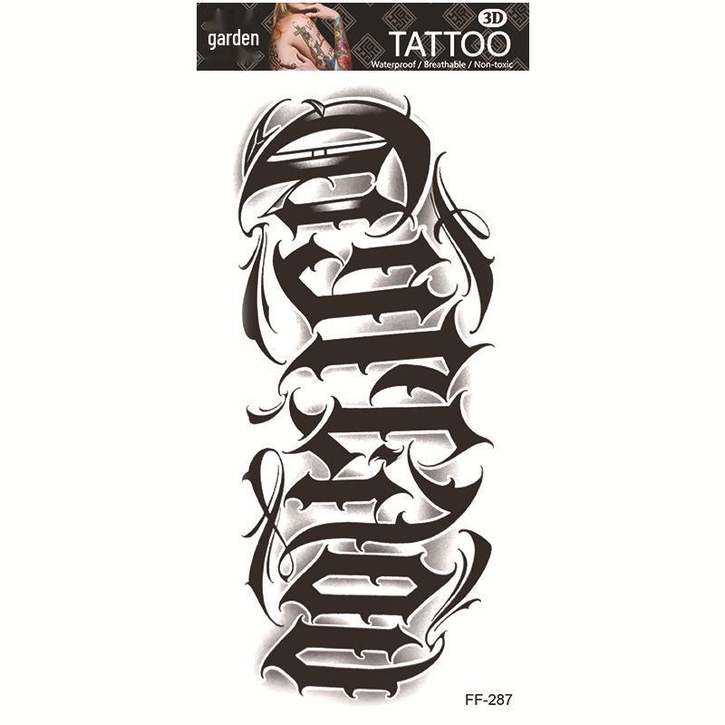 Adesivi per tatuaggi impermeabili Yuanhua - Totem con testa di lupo e disegni di testo arabo