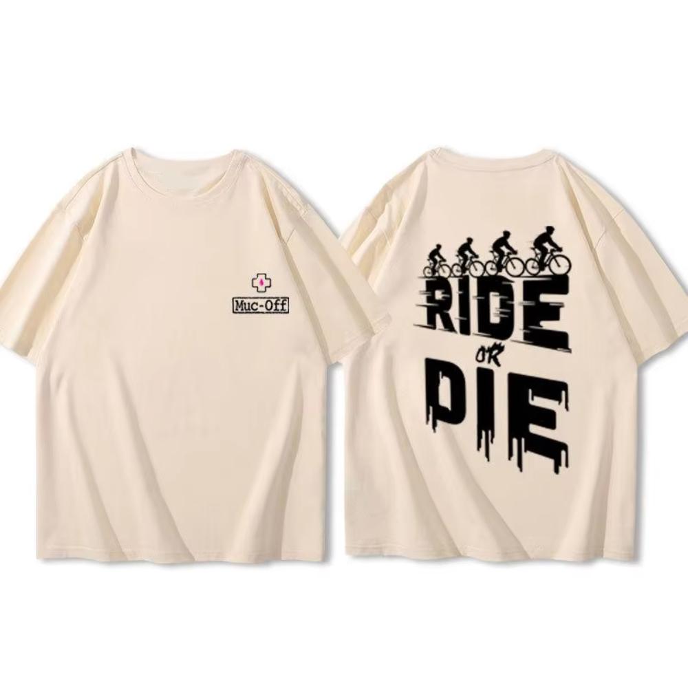 Spring and Summer New Mens and Womens New Cycling Wear Bike Ride or Die Printed Cotton Casual Short Sleeved Round Neck Tshirt