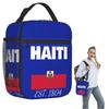 Haiti EST. 1804 Independence Haitian Flag Insulated Lunch Bag for Women Kids Leakproof Food Boxes Thermal Lunch Box Tote