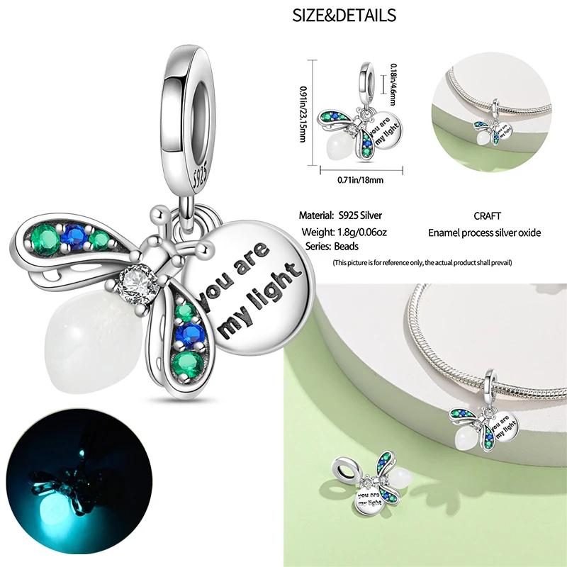 Copper Charm Chameleon Glowworm Light Bulb Firefly Star Moon Pendant Fit Original Bracelet Diy For Jewelry Making