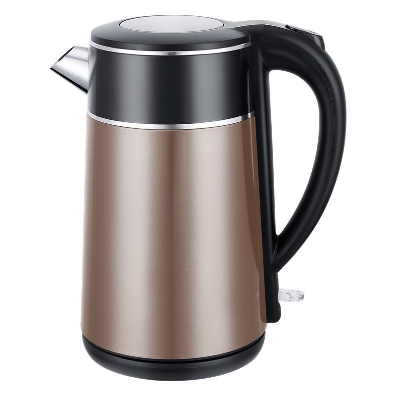 

Электрический чайник из нержавеющей стали с двойными стенками и защитой от ожогов, 1,8 л, с автоматическим отключением 1.8L шампанского/золотой