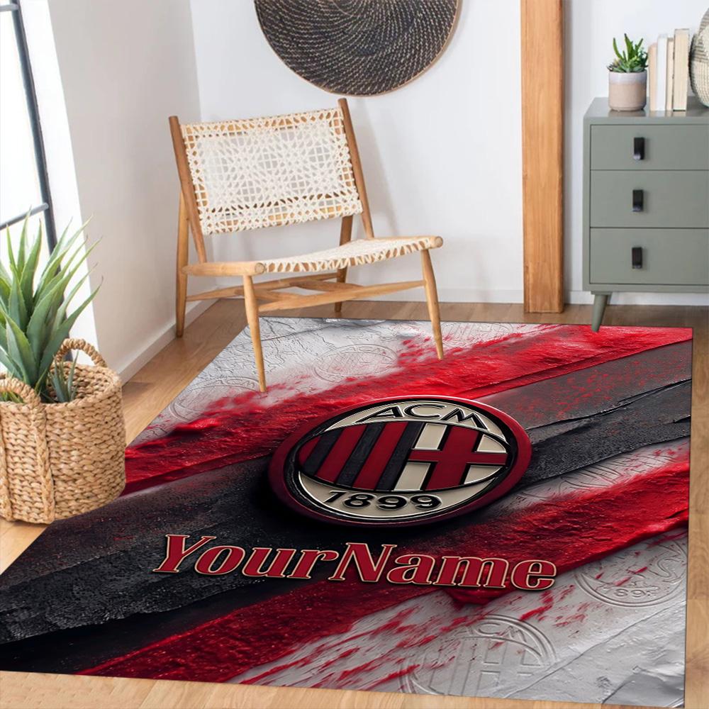 Ac Milan Customized Name Floor Rug Office Rug Perfect for Kitchen Balcony Decorate room Game Room Anti-slip Rug Office home decor Wedding Party Gift