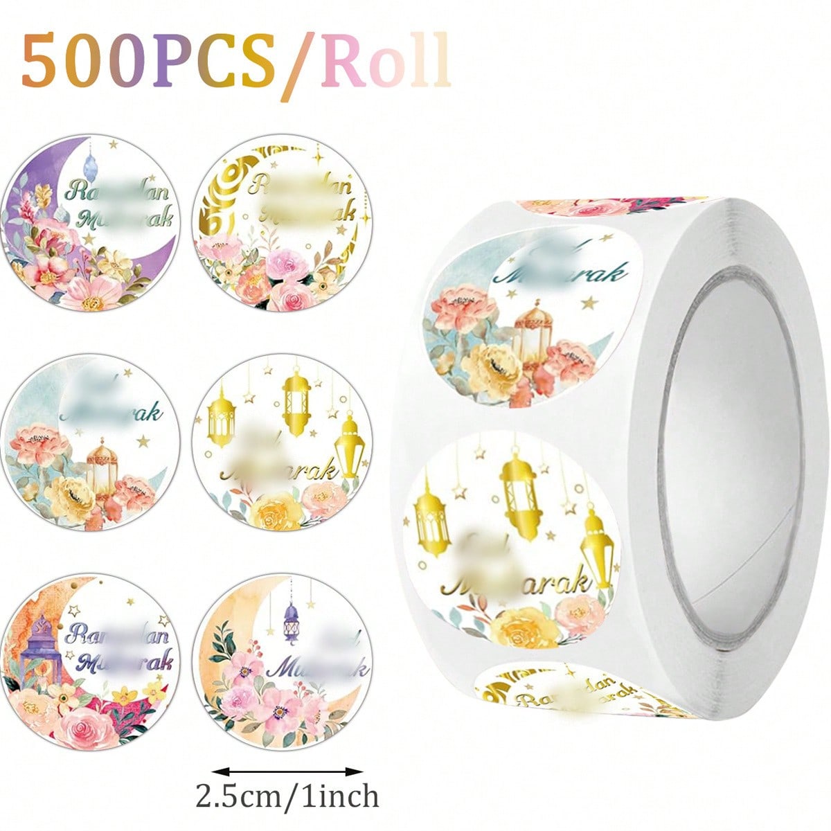 500 sheets of self-adhesive holiday party flower stickers, baking sealing stickers, roll packaging food labels, DIY handmade stickers