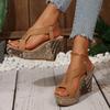 Fashion Women Shoes Retro Thick Bottom Sandals for Women Casual T-Strap Wedge Sandal Female Summer Elastic Band Open Toe Sandalias Mujer