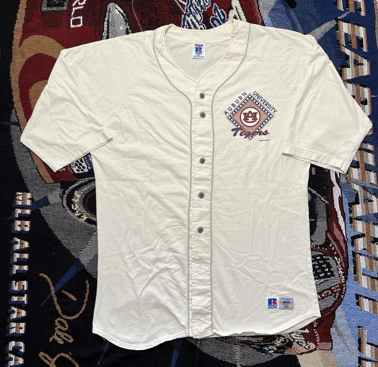 Vintage Auburn Tigers Baseball Jersey Russell Athletic 2XL 90s Cotton Rare L