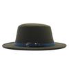 Autumn and winter new British men's top hat, flat-top woolen hat, European and American jazz hat, big-brimmed women's hat