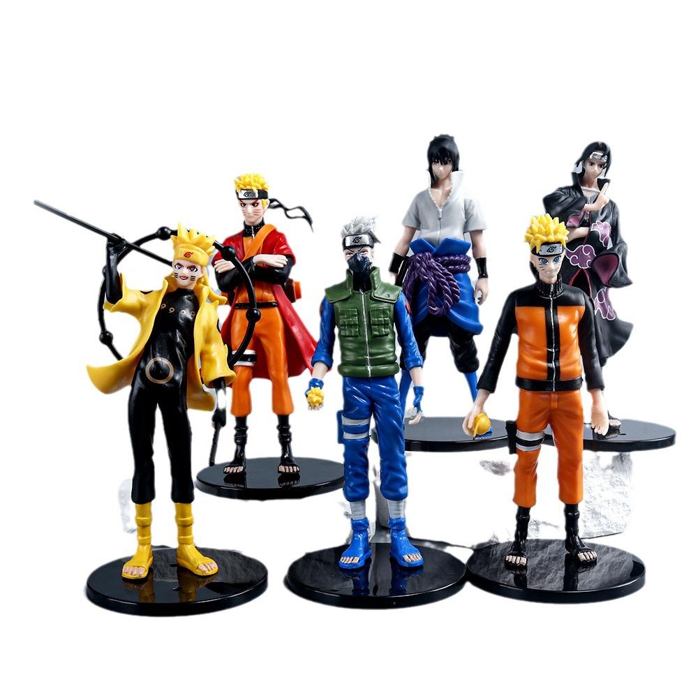 6pcs Naruto Anime Figure Shippuden Uchiha Sasuke Hatake Kakashi Namikaze Minato 18cm Action Figure Collection Model Playthings Gifts