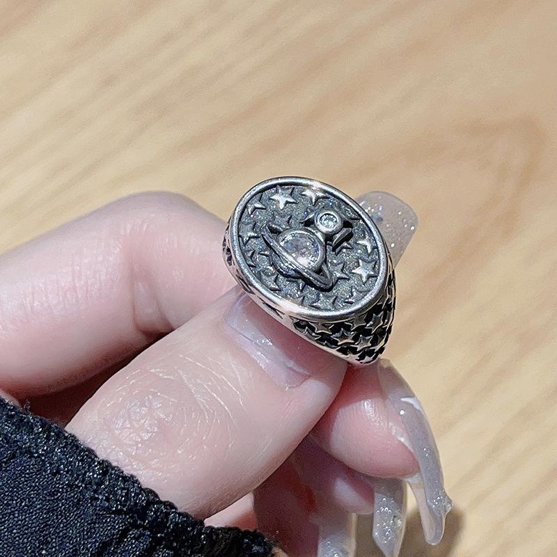 Vintage Retro Kleeblatt Personalisierte Krone Offener Ring Mode Nische High-End Schmuck Damen