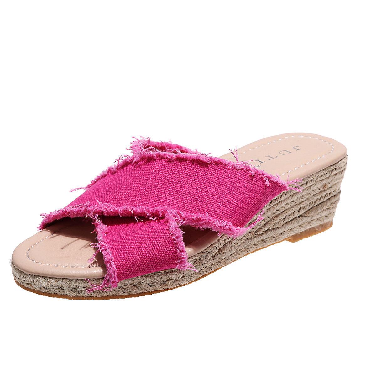 Plus Size Hemp Rope Wedge Heel Women s Sandals 35