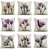Purple Tulip Picture Linen Pillow Cover Car Pillow Home Sofa Cushion Pillow