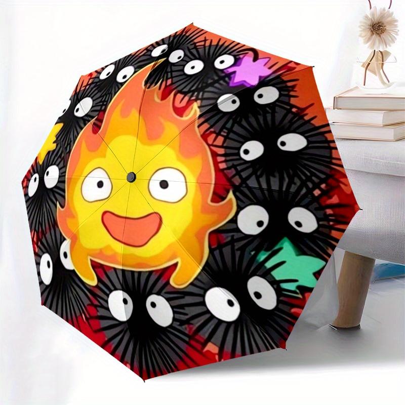 1pc Flame Friends Umbrella with Plastic Handle,Suitable for All Seasons Home Travel Outdoor UmbrellaM1236