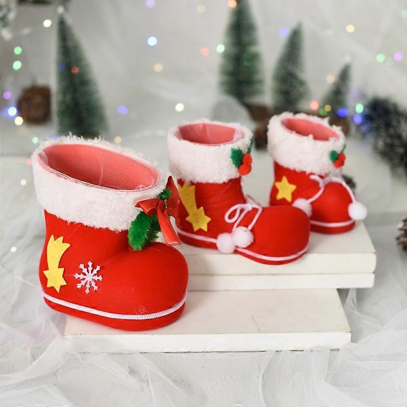 Decorazione di Natale Piccoli Stivali di Natale Sacchetto Regalo Scatola Caramelle Stivali Floccati Piccolo Regalo per Bambini Sacchetto Confezione Caramelle I1-2 Grande