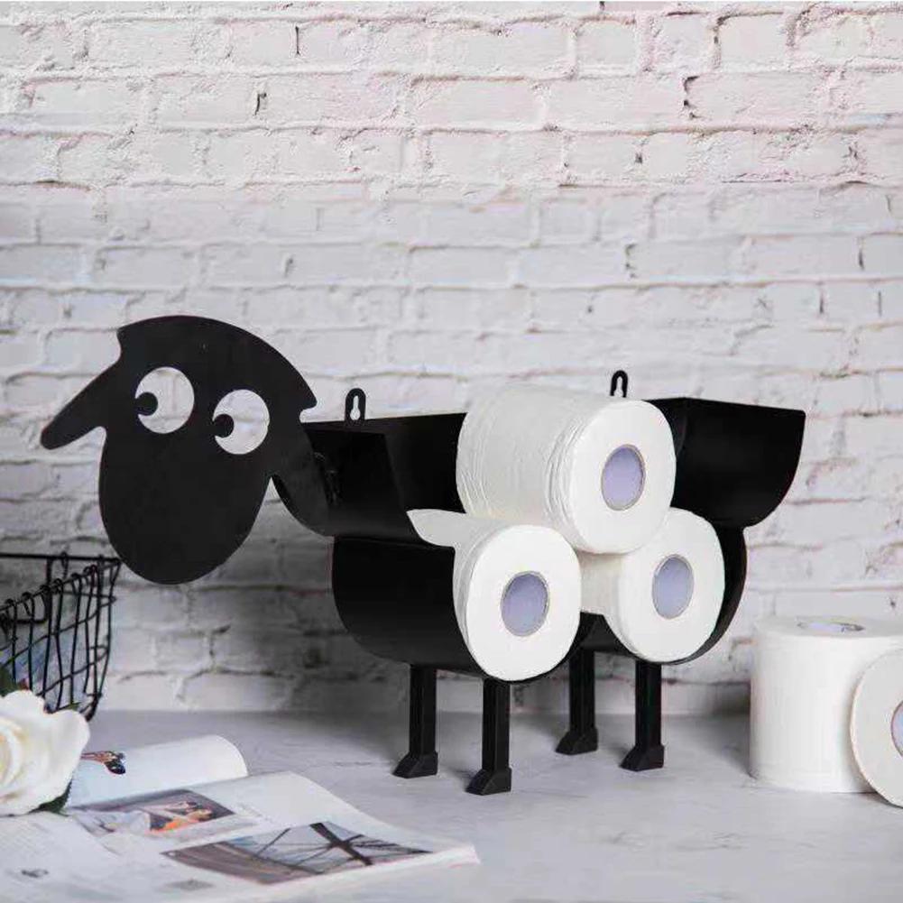 Metal Sheep Toilet Paper Roll Holder Wall Mounted Free Standing Toilet Roll Holder Hold Up To 7 Rolls Toilet Paper Stand Shelf