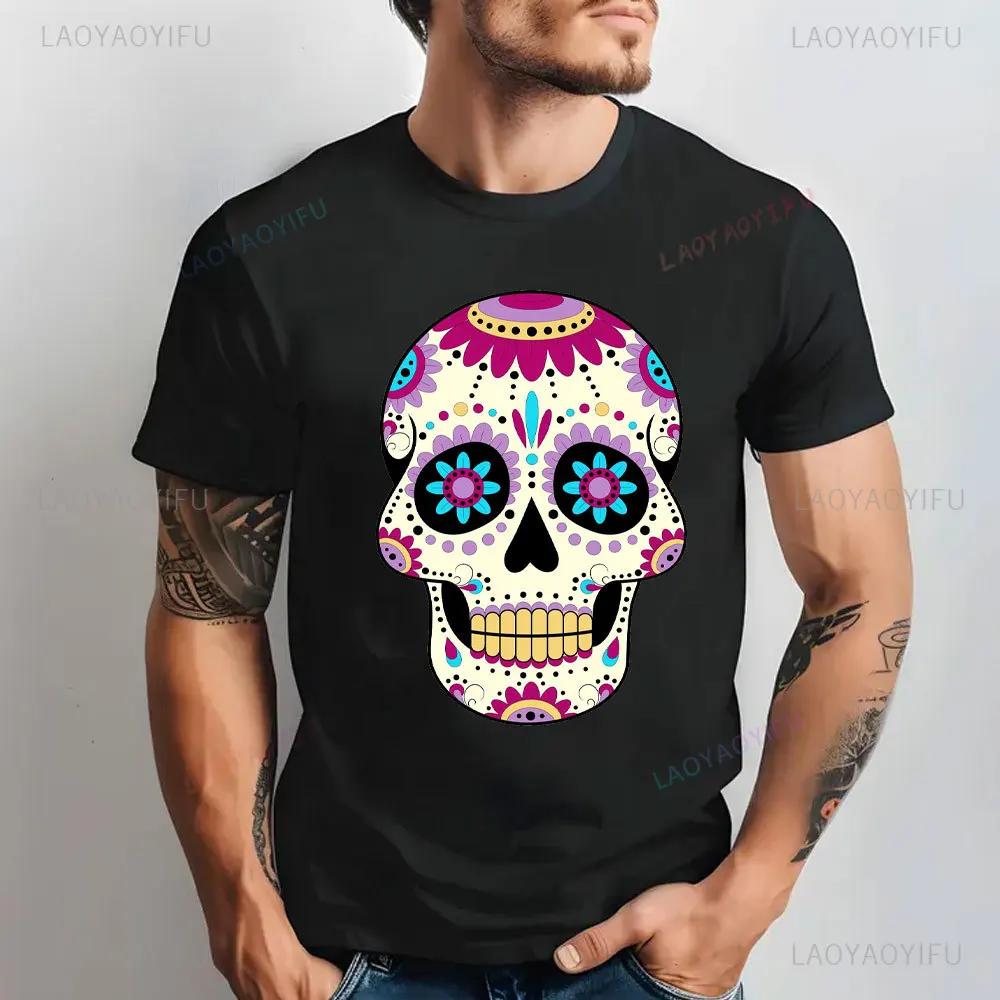 Dia De Los Muertos Day of The Dead Sugar SkullAnime Clothes Design Halloween Trick-or-treating Cotton Unisex T-Shirt Unisex Clothing Unisex