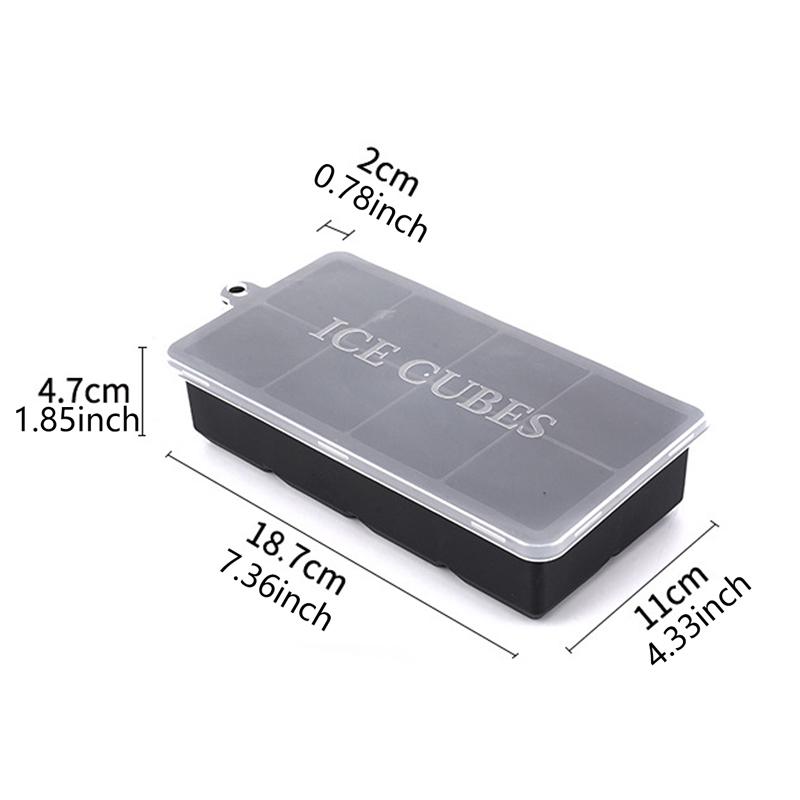 1PC 8 Hole Silicone Ice Cube Tray Whiskey Easy Release Ice Cube Maker Square Ice Cube Molds with Lids