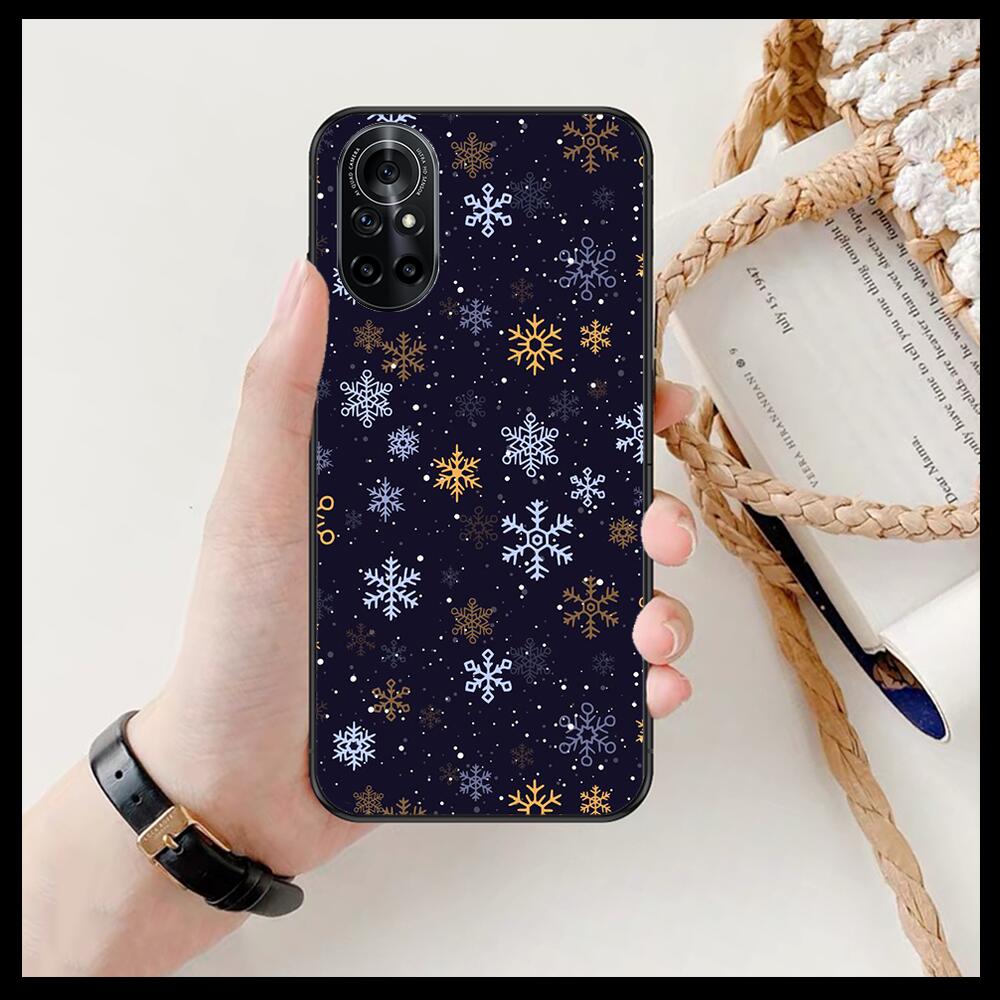 Beautiful Christmas with Snowflakes Clear Phone Case For Huawei Honor 20 10 9 8A 7 5T X Pro Lite  5G  Black Etui Coque Hoesjes C