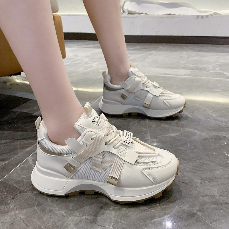 2024 spring new color matching lace-up platform dad shoes female Internet celebrity Forrest Gump shoes female student casual sports shoes