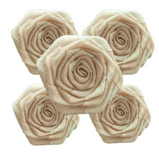 5cm Retro Plaid Two-Tone Fabric Rose Gauze Flower for DIY Hair Tie or Hairpin. покинуть белый