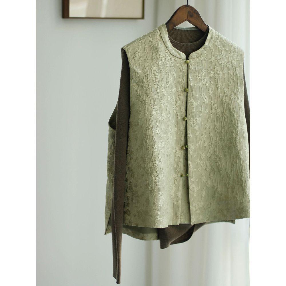 

Миди 2025 ранняя весна новое высококлассное маленькое платье зеленый жилет попробуйте жаккардовый топ 3XL (recommended 138-75kg)