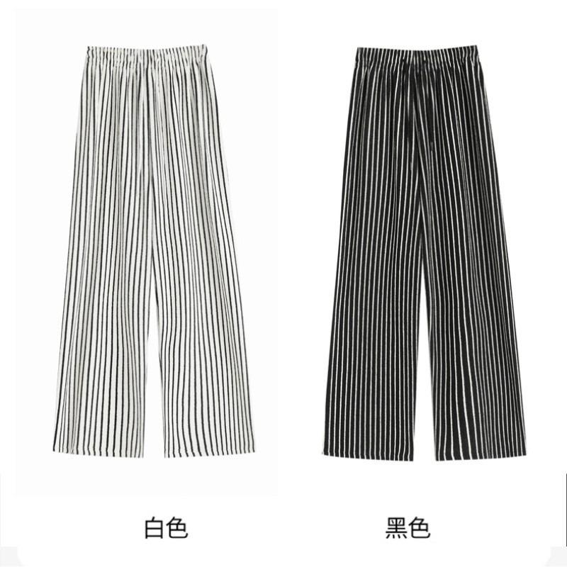 Spring new product towel striped straight casual pants high waist retro lazy style wide leg pants women's pants mopping pants