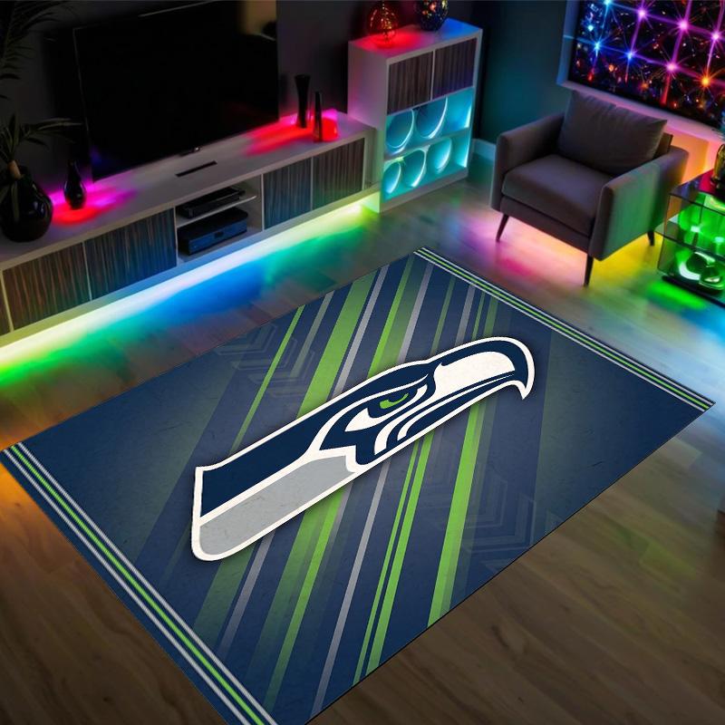 Seattle Seahawks Design Crystal Velvet Carpet Cozy Non?Slip Printed Rug For Bedroom Living Room Entrance