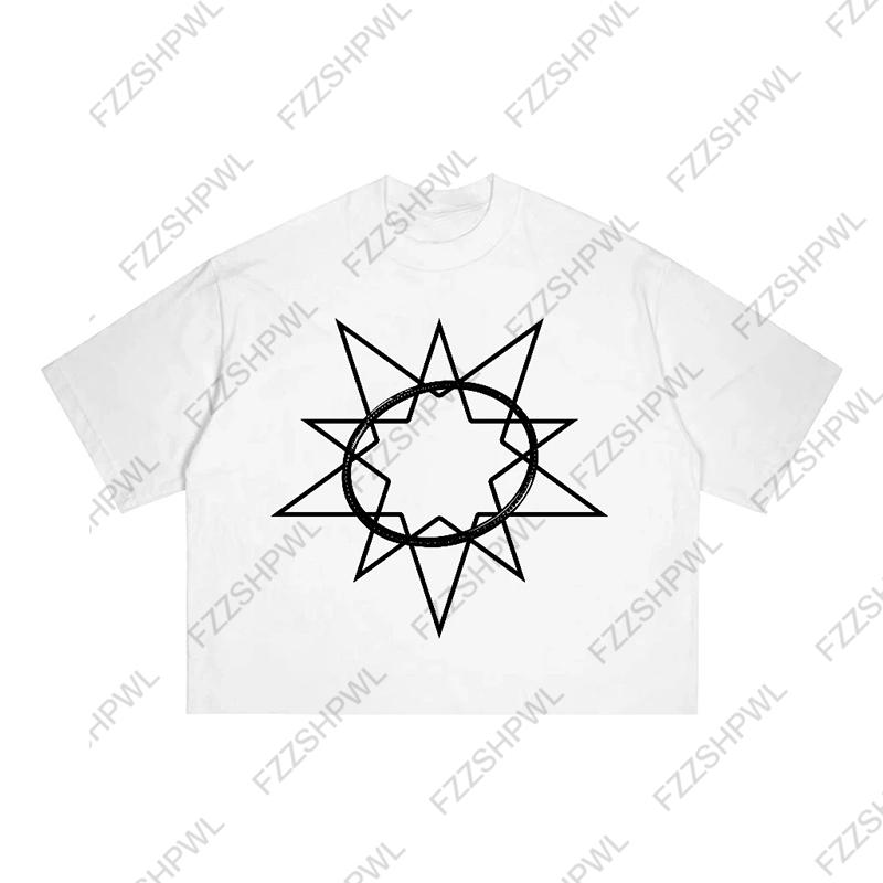 

American Fashion Brand Tshirt Men Sports Letter Printed T Shirt Gothic Black Oversized Loose Street Harajuku Tops S