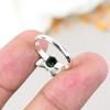 Cat Ring, Green Malachite Gemstone Round Shape 925 Sterling Silver Handmade Jewelry Ring For Women