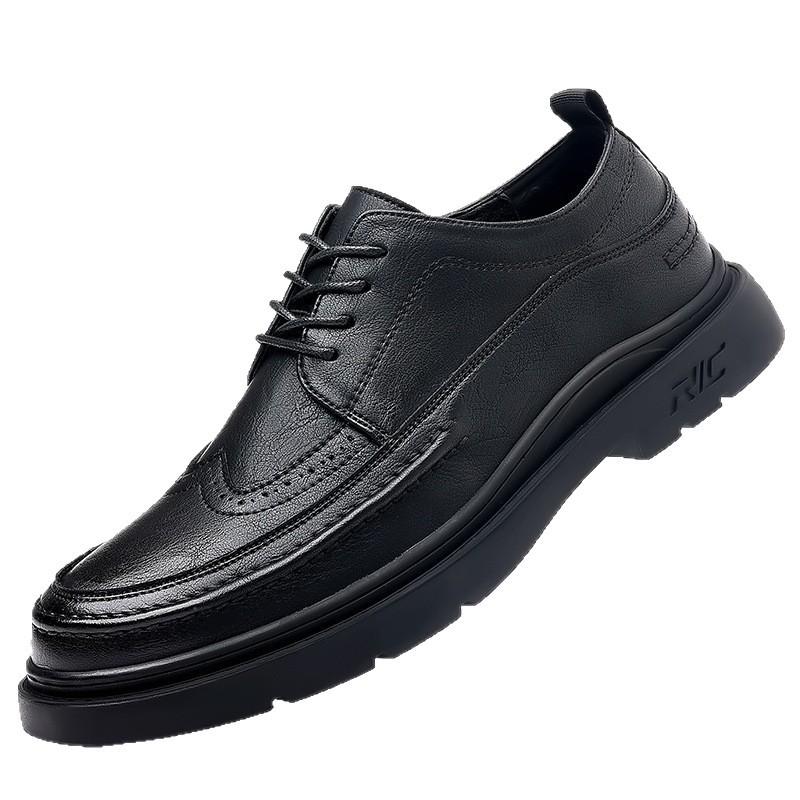 Leather Shoes Men's Casual Shoes Autumn Block Carved Platform British Style Business Leather Shoes