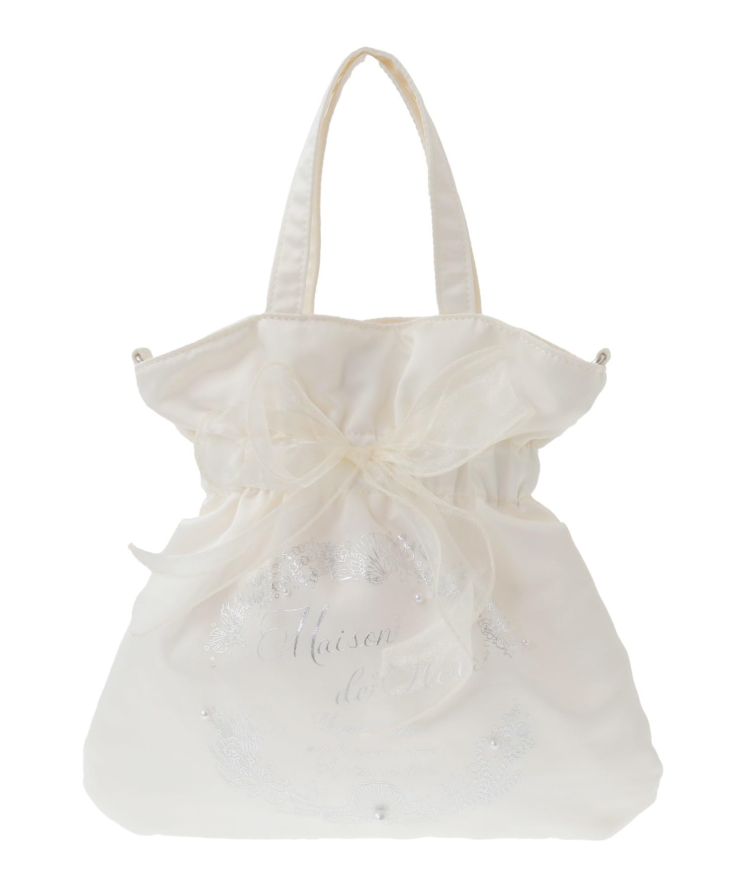 Женская сумка-тоут Maison de Fleur с принтом ракушек, 2-в-1, цвет: слоновая кость