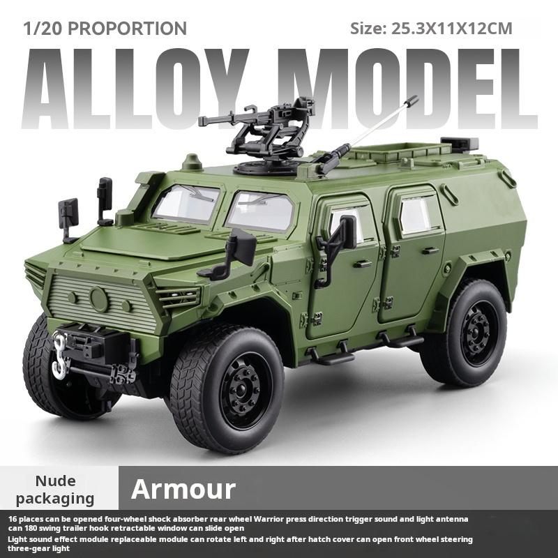 1:20 Dongfeng Mengshi gepanzertes Fahrzeug Simulation Legierung Auto Modell Lenkung Stoßdämpfung Bewaffnetes Geländefahrzeug Licht & Ton