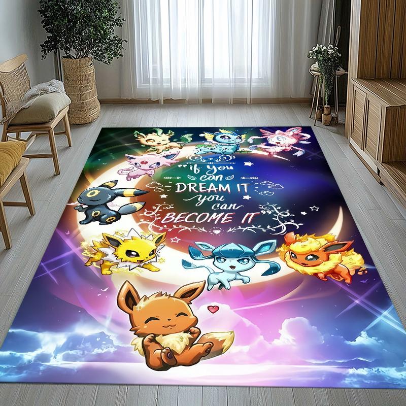 Kawaii Pokemon Pikachu Cartoon Living Room Non-Slip Area Rug Soft Carpet for Bedroom Kids Playroom Sofa,Home Decor Doormat Gift