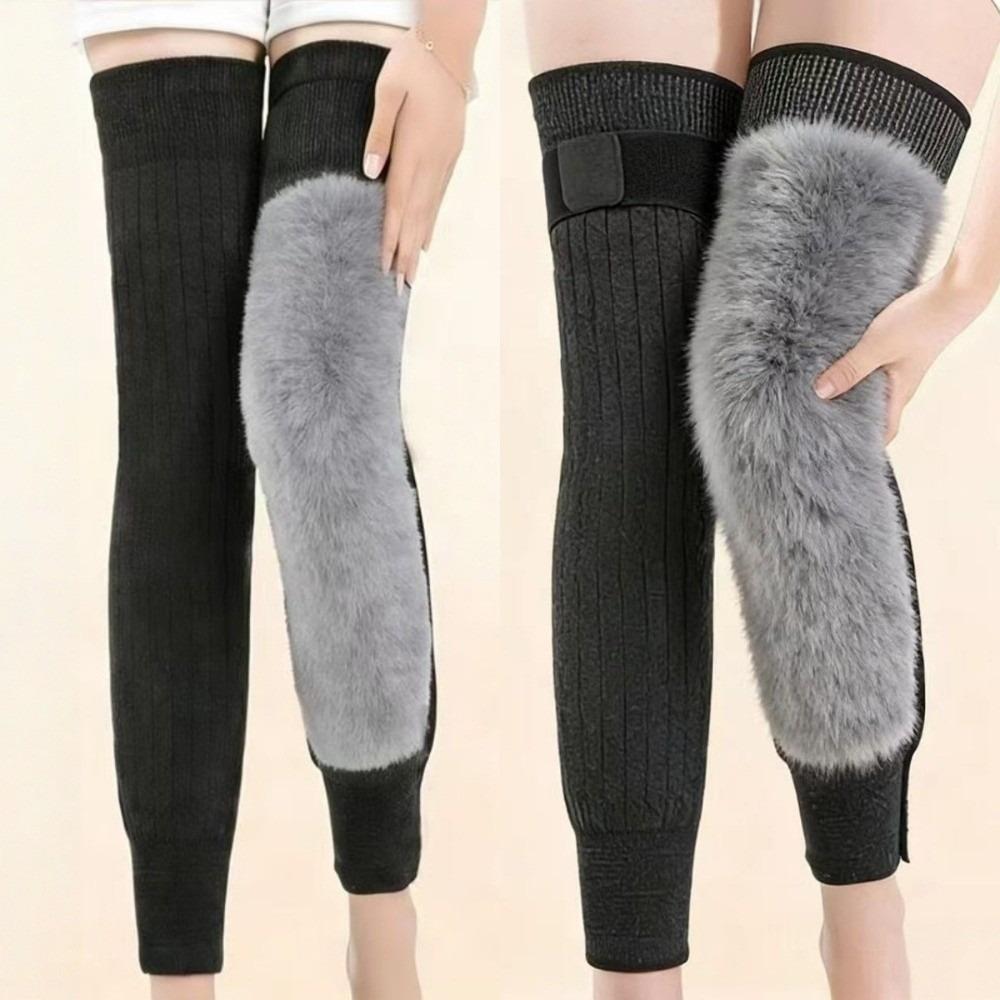Windproof Warm Knee Pads with Straps Elastic Winter Knee Cover Thick Knee Protector Arthritis