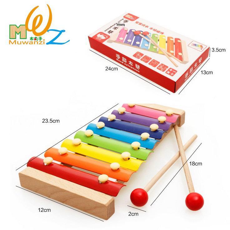 Wooden Eight-Note Xylophone Toy for Children - Orff Music Log Instrument
