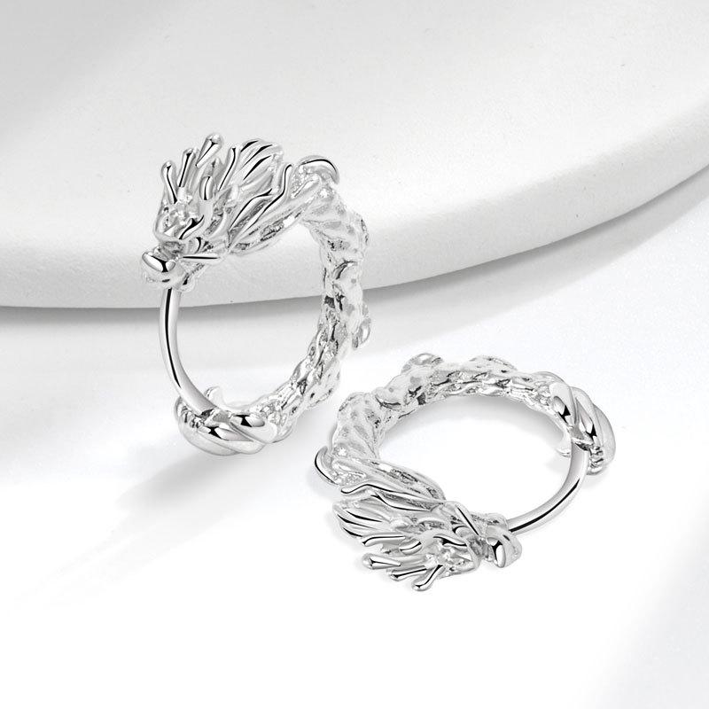 Boucles d'oreilles de l'année Benming, motif de dragon, boucle d'oreille enroulée, conception de niche, boucle d'oreille unique de l'année du dragon, nouvelles boucles d'oreilles chinoises