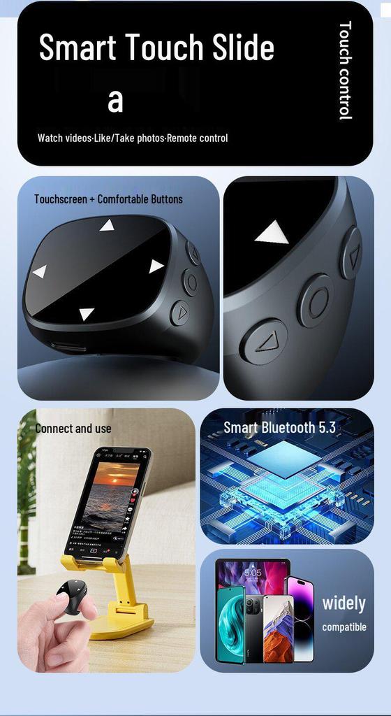 Bluetooth Touchscreen Ring-Fernbedienung: Multifunktionsmaus für Telefon, Videosteuerung, Seitenwechsel und Fotoaufnahme
